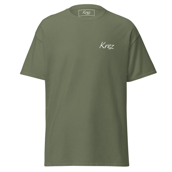 Military Green Krez T-shirt with white embroidered logo on left chest