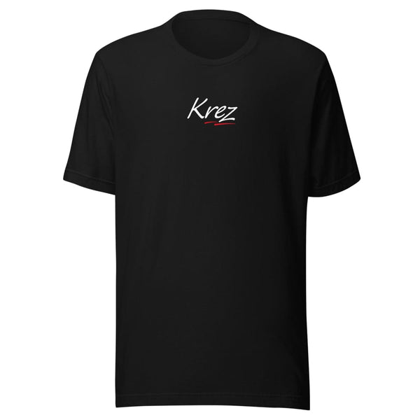 Black Krez Tee with white and red centred logo