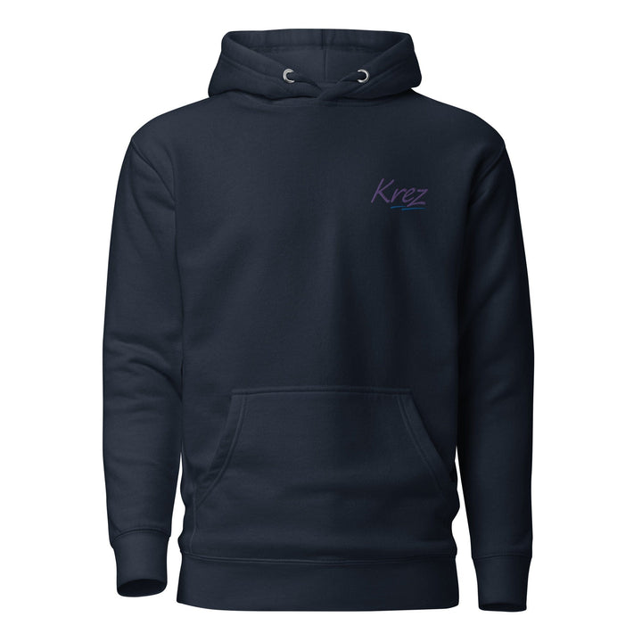 Navy Krez Basic Hoodie With purple and blue krez logo